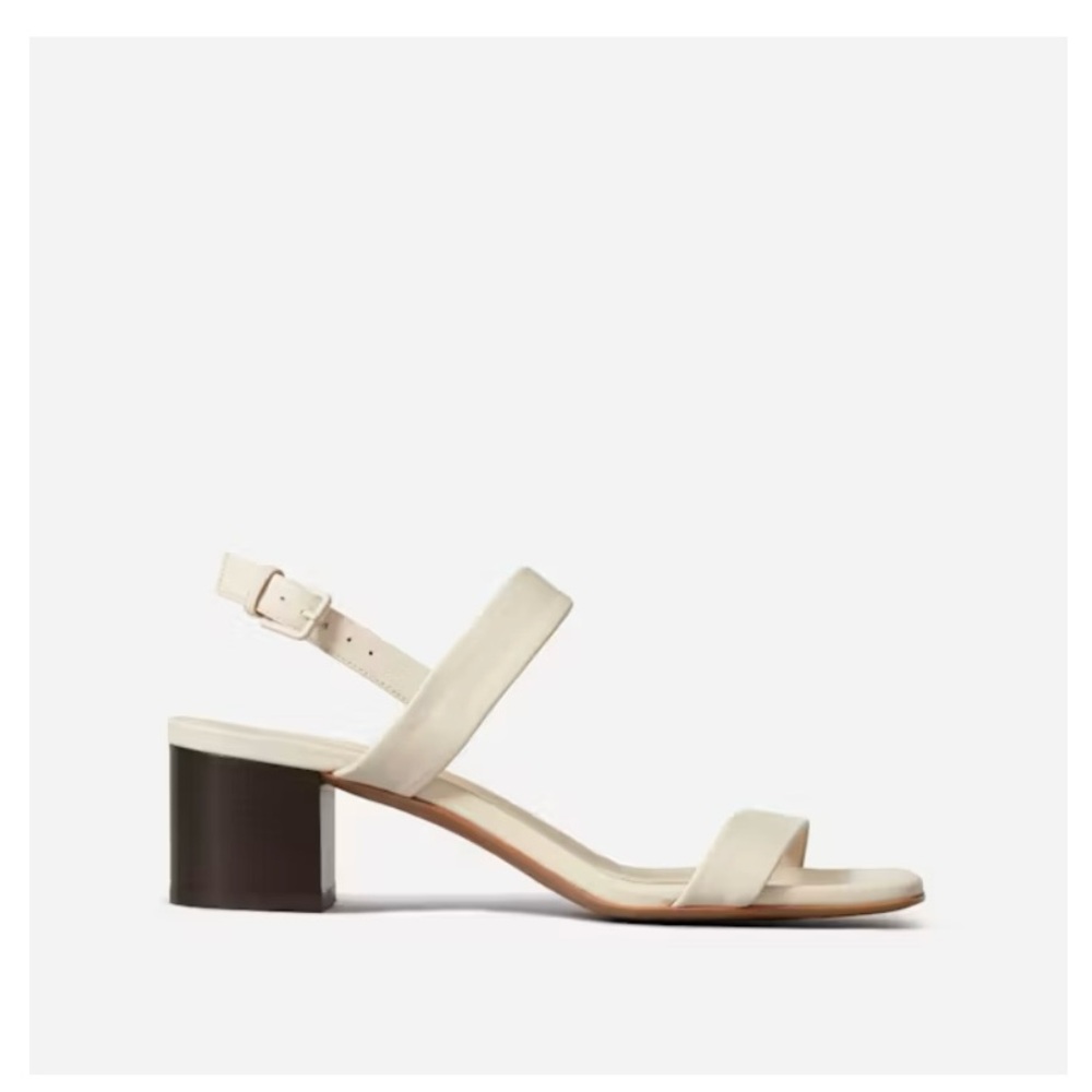 Everlane the double strap block heel sandal in bone never worn